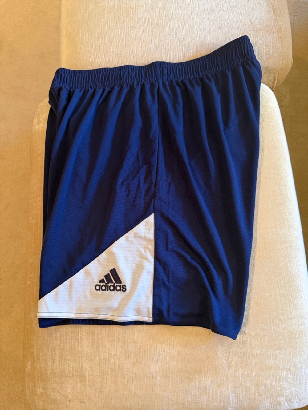 adidas Men’s Dark Blue Athletic Shorts with White Panel great for soccer
